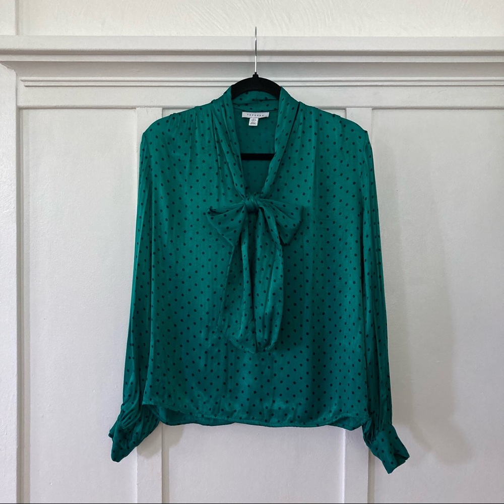 Topshop Polka Dot Pussybow Blouse